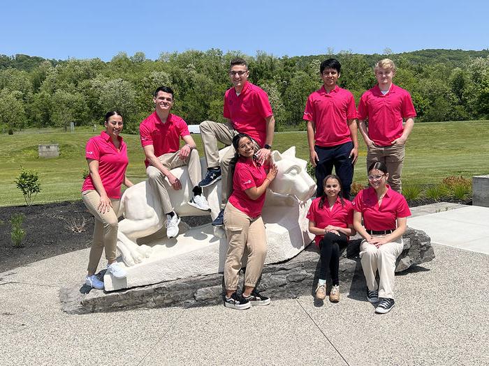 NSO Leaders stand around the Lion Shrine at Penn State Lehigh Valley